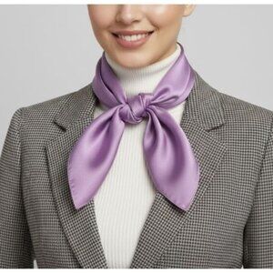 ❤️NewElegant Bandana Square Silky Scarf Lilac solid Wrap Versatile Soft Shawl❤️
